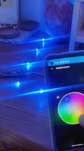 A GIF of me changing the colour of my fairy lights using Home Assistant